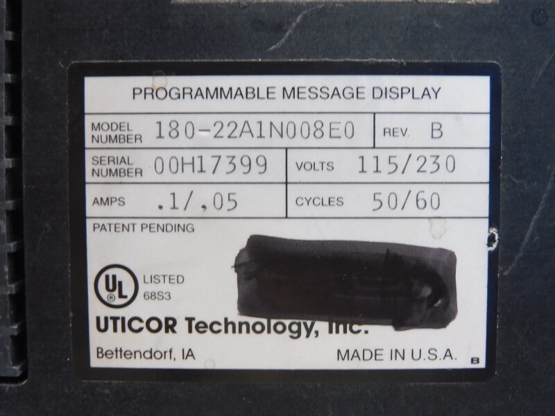 UTICOR 180-22A1N008E0 115/230V .1/.05A UNMP