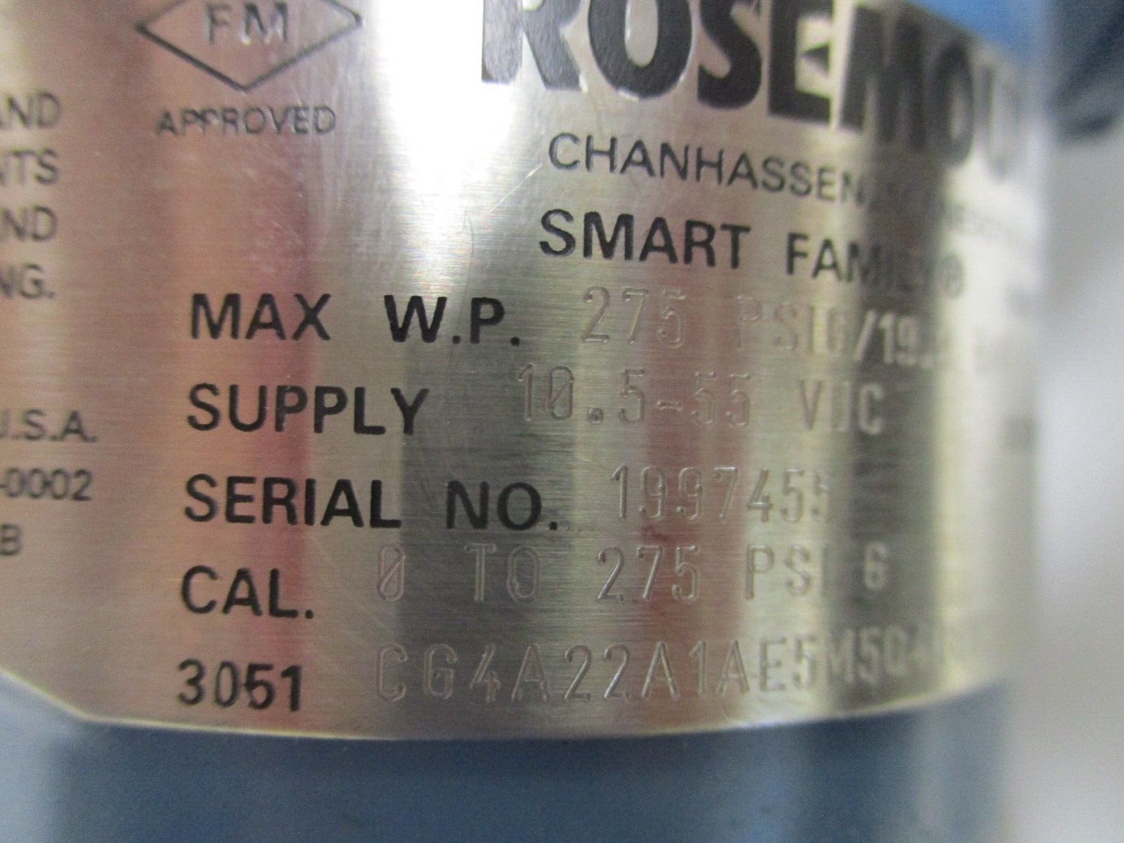 ROSEMOUNT, HART, GAUGE PRESSURE TRANSMITTER, 3051CG4A22A1AE5M5Q4Q8V5S1B4