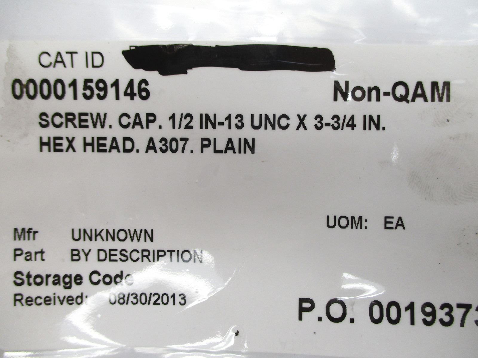 ASTM A-307 1/2-13UNC X 3-3/4″ NSNP