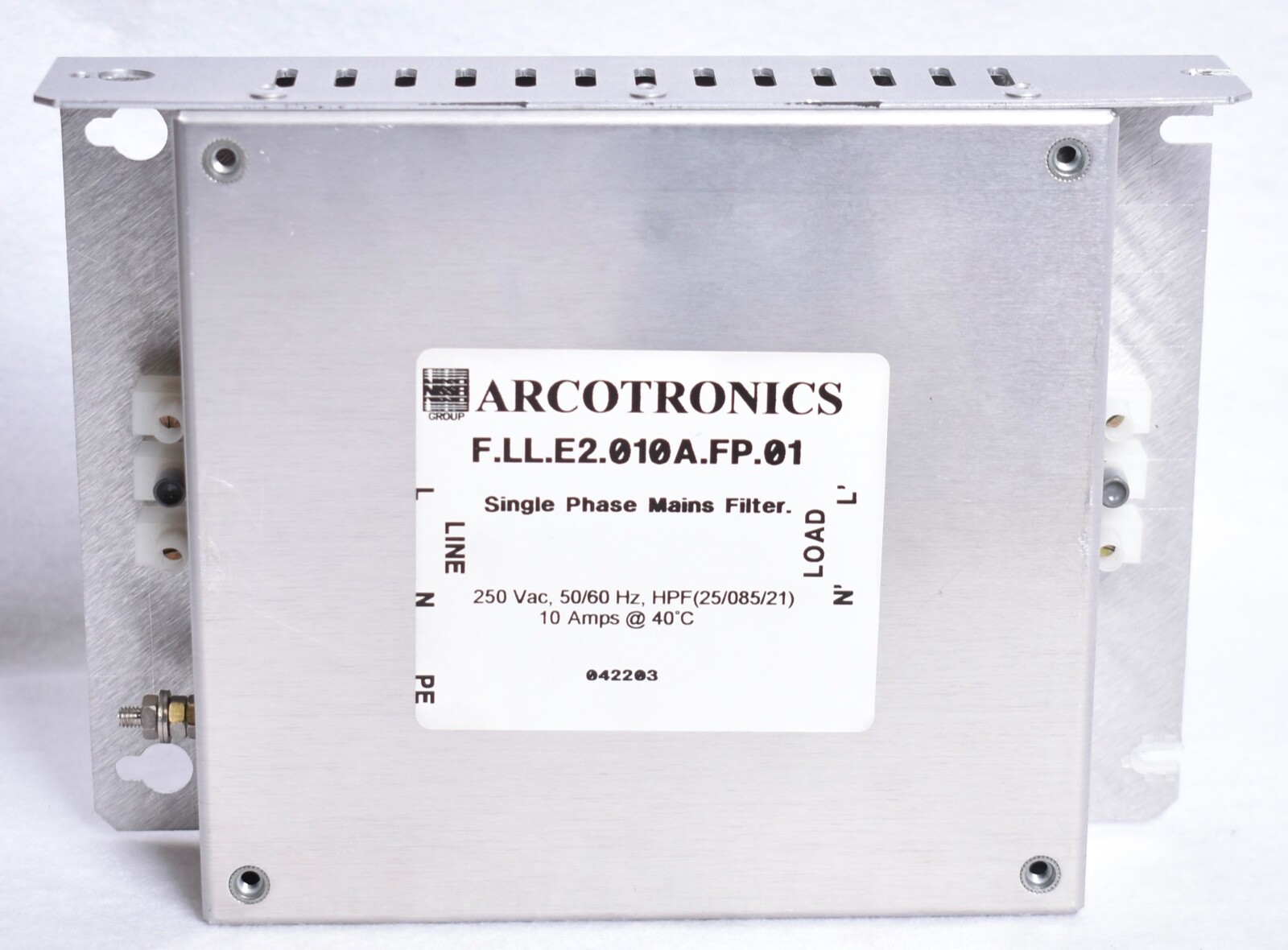 Arcotronics 250VAC 50/60Hz 10AMP Single Phase Mains Filter F.LL.E2.010A.FP.01