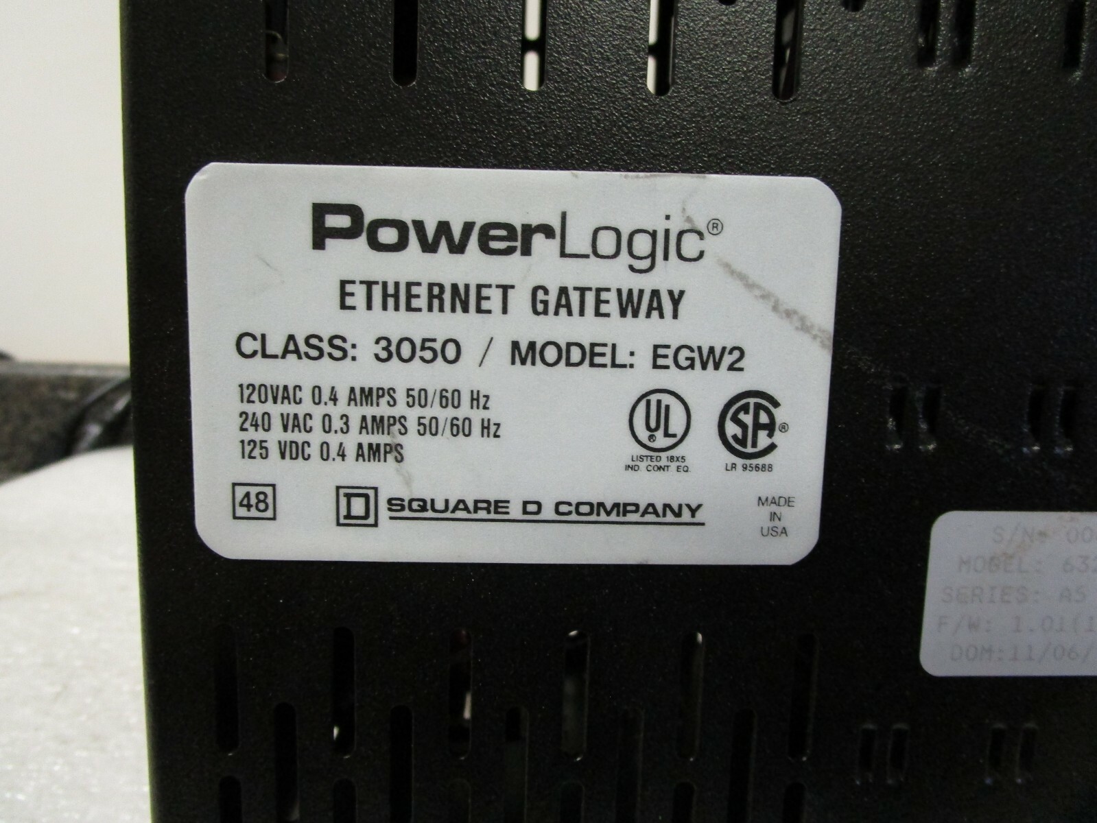 Square D EGW2 Class 3050 PowerLogic Ethernet Gateway 63230-210-100 – Tested!