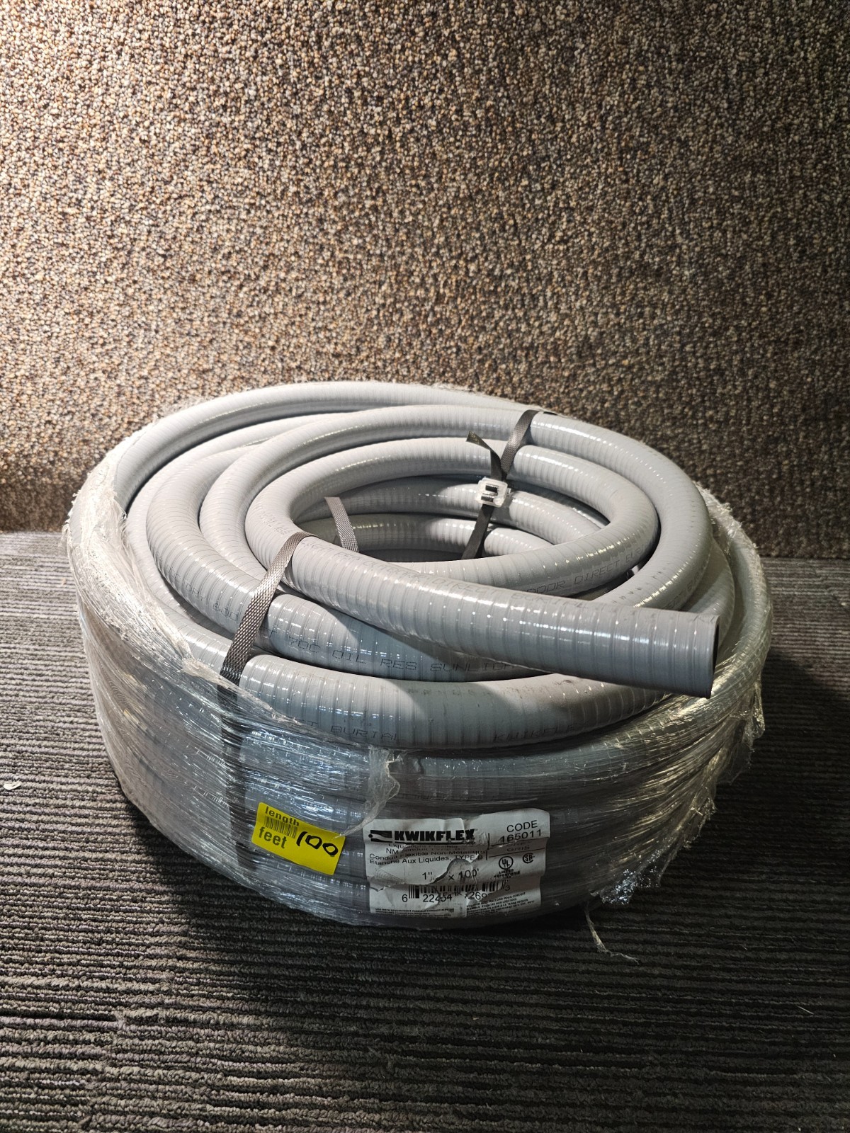 Kwikflex 165011 1 in. Size, 100 ft. L Liquidtight Non-Metallic Conduit Gray