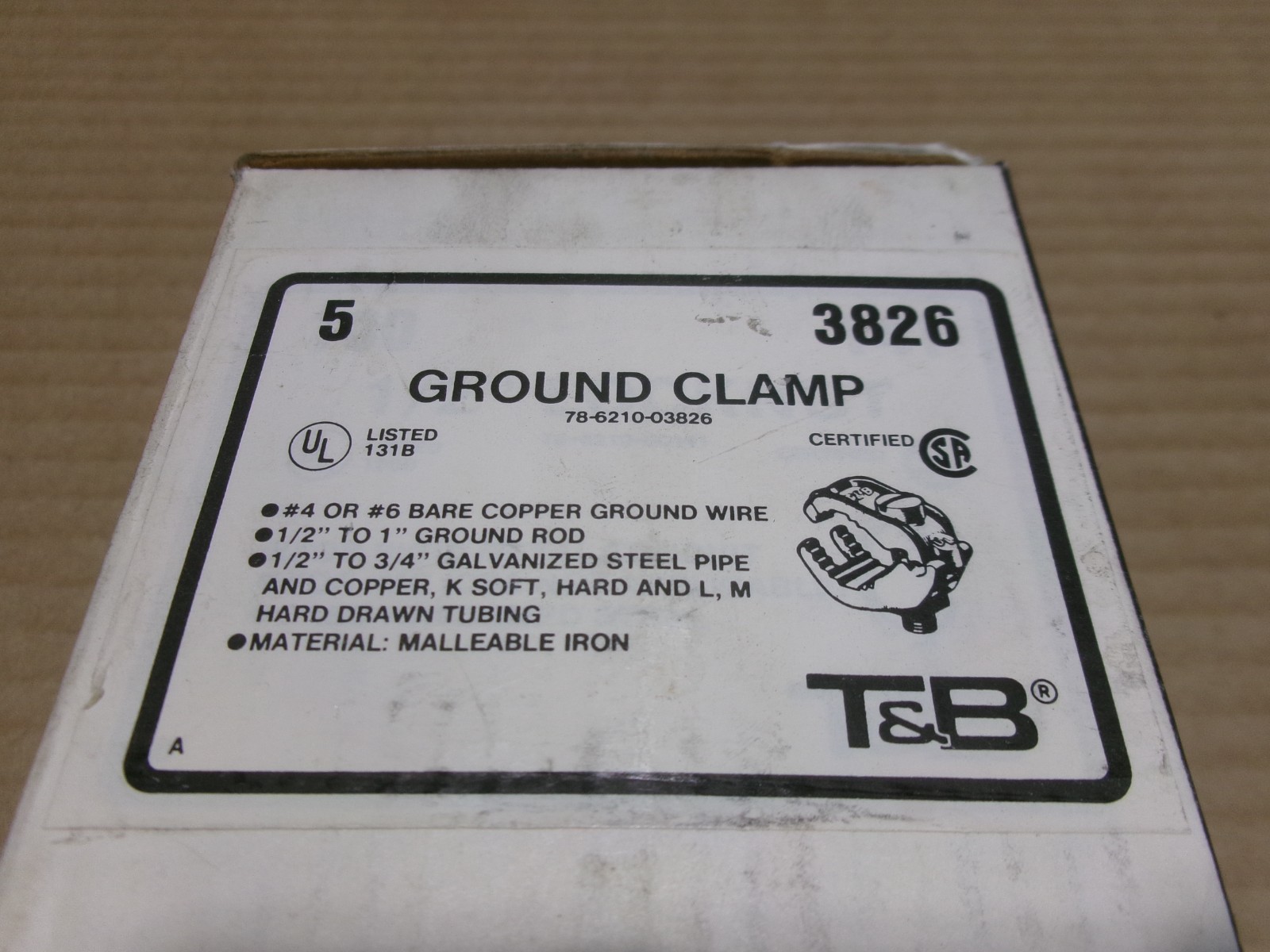 NEW Thomas and Betts 3826 *Box of 5* 1/2″ – 1″ Grounding Clamp NOB