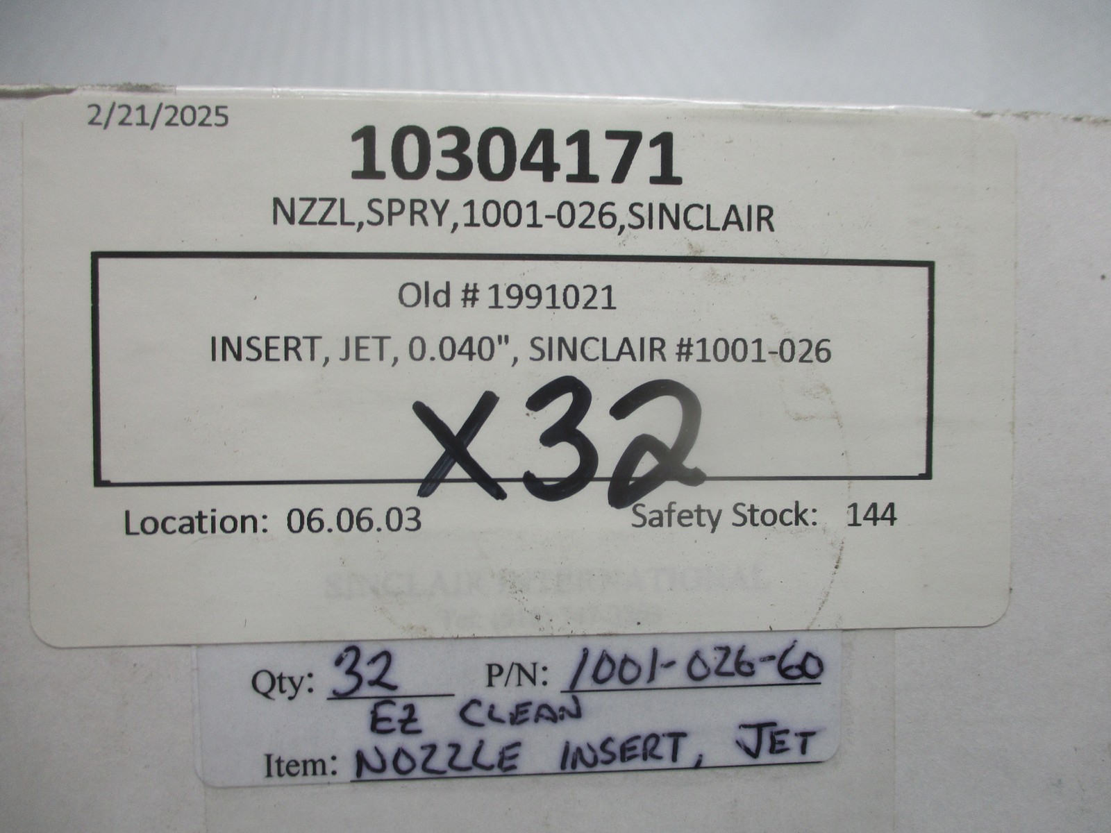 SINCLAIR 1001-026-60 NOZZLE INSERT LOT OF 32 NSNP