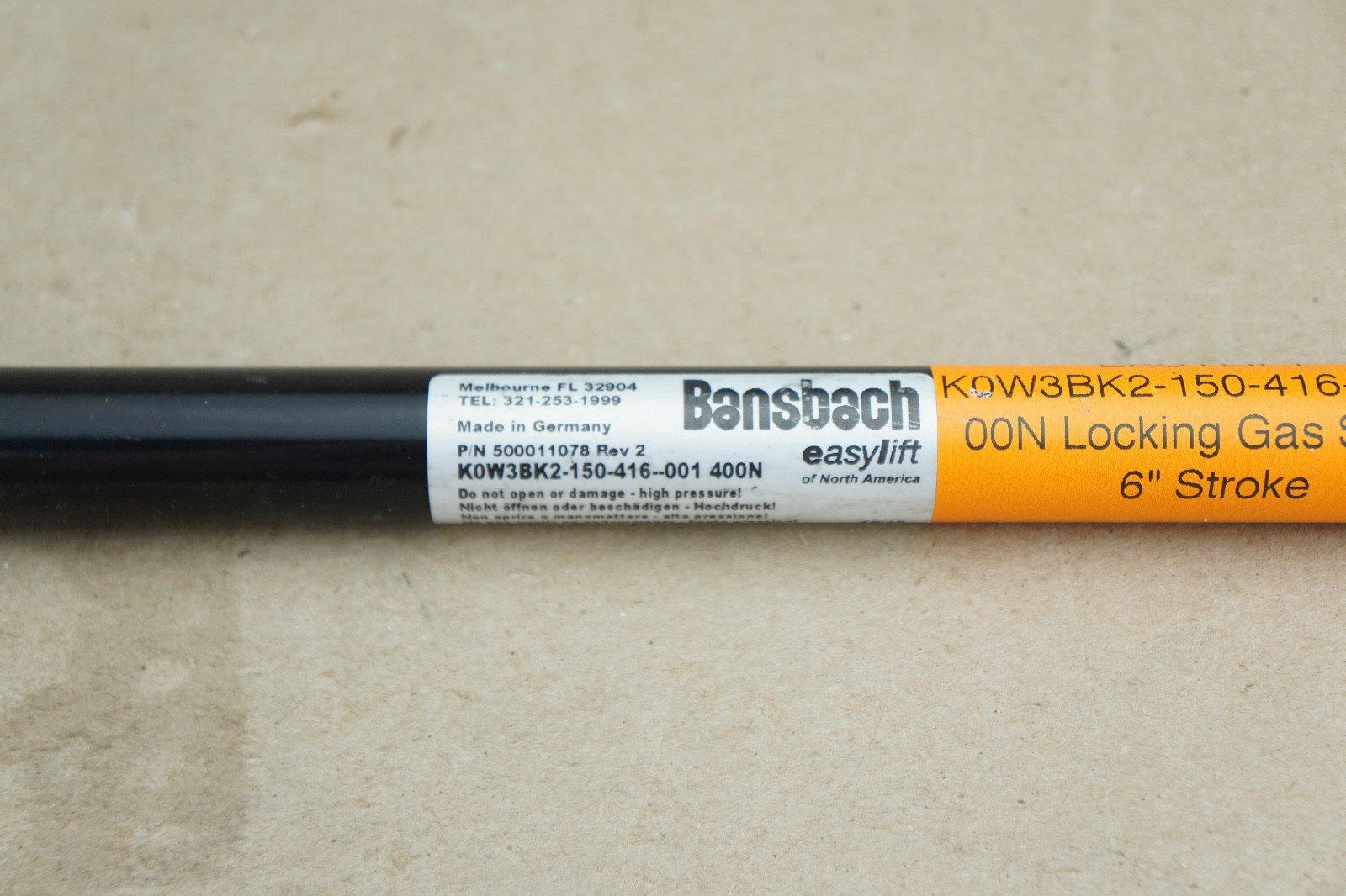 New BANSBACH EASYLIFT K0W3BK2-150-416–001/400N Locking Gas Spring 6″ Stroke