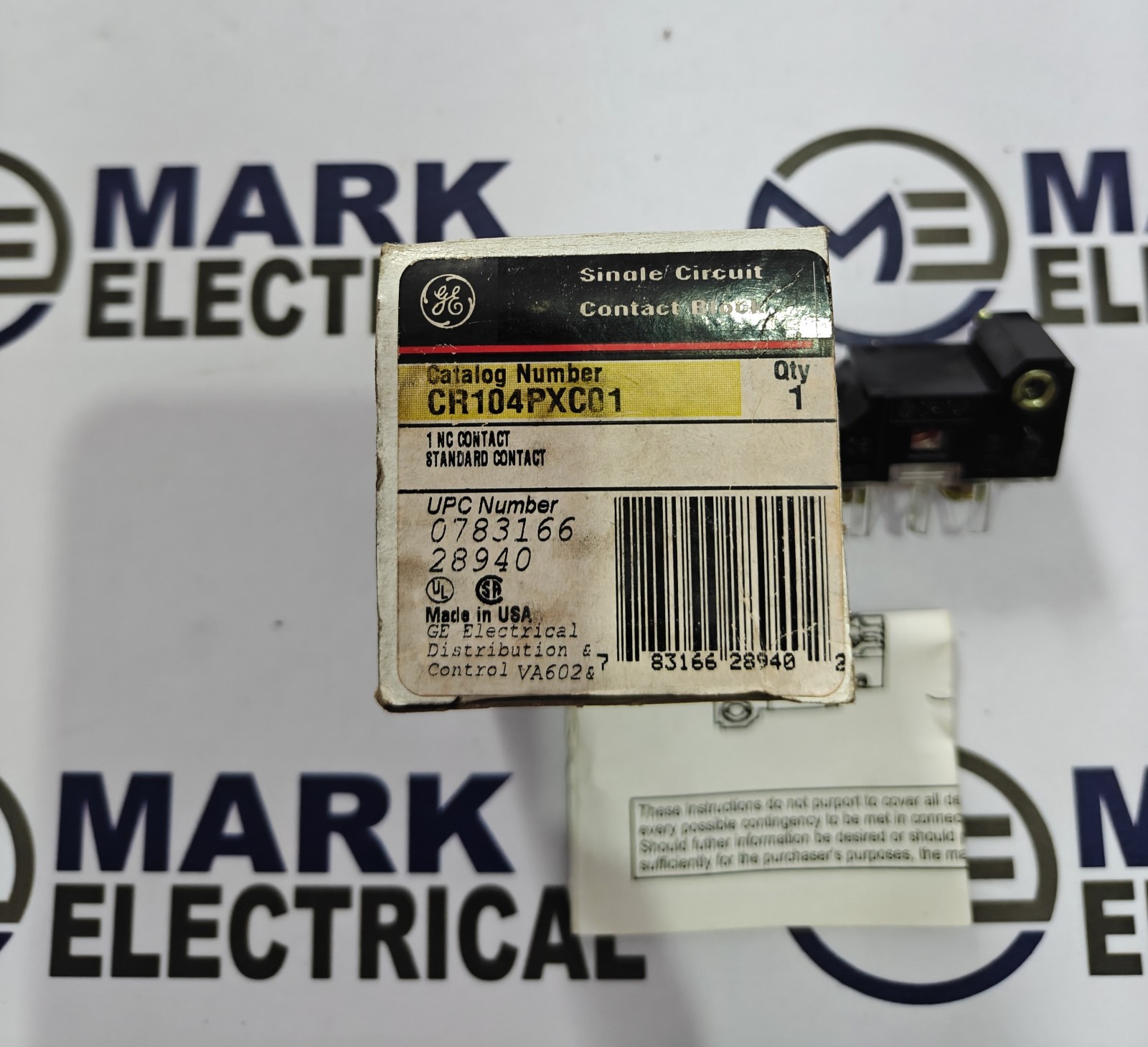 GE CR104PXC01 SINGLE CIRCUIT CONTACT BLOCK 1NC STANDARD CONTACT FAST SHIP