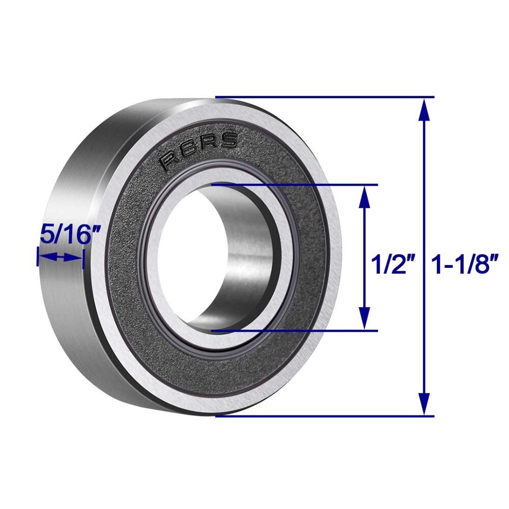 R8-2RS Sealed Bearings (1/2″ x 1-1/8″x 5/16″) – 4 pack – Chrome Steel – ABEC-3