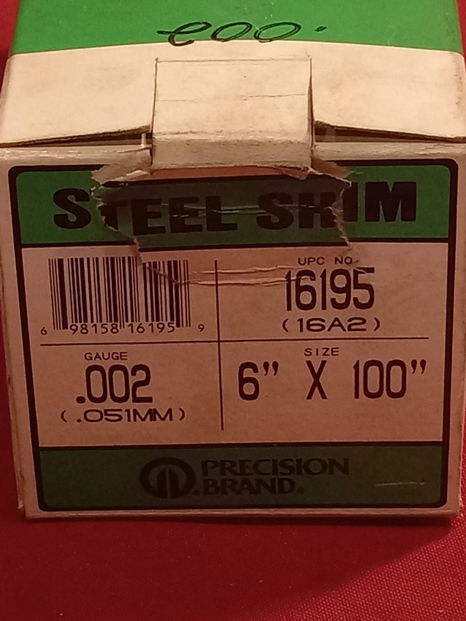 Precision Brand 16195 .002″T, 6″W Steel Shim