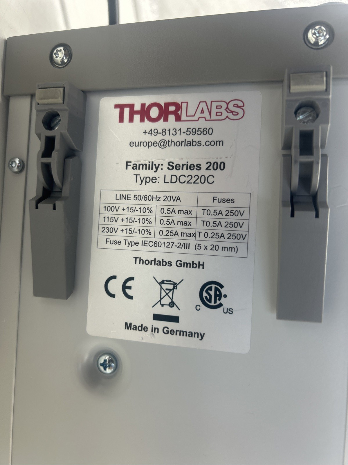 ThorLabs LDC202C Laser Diode Controller 200 mA