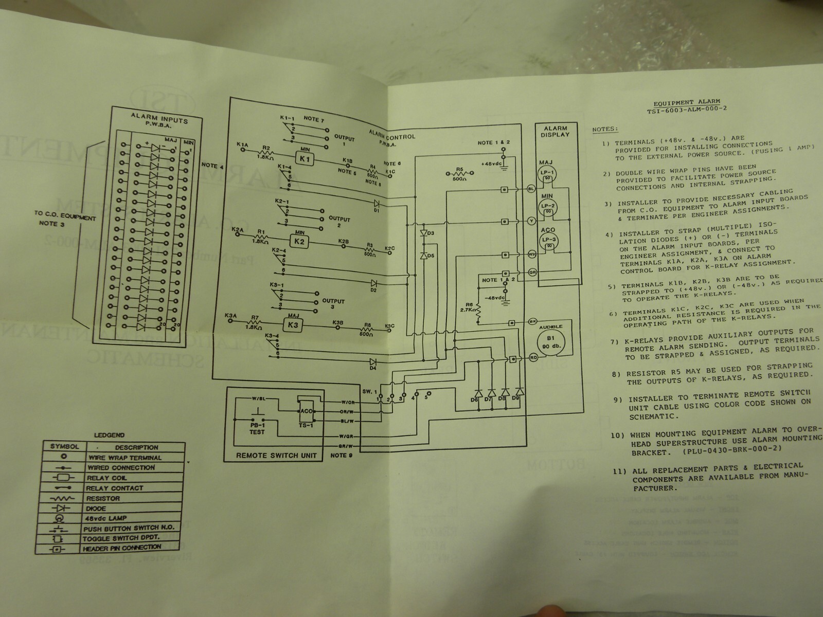 NEW – T.S.I. of Florida TSI-6003-ALM-000-2 C.O. Alarm System Equipment