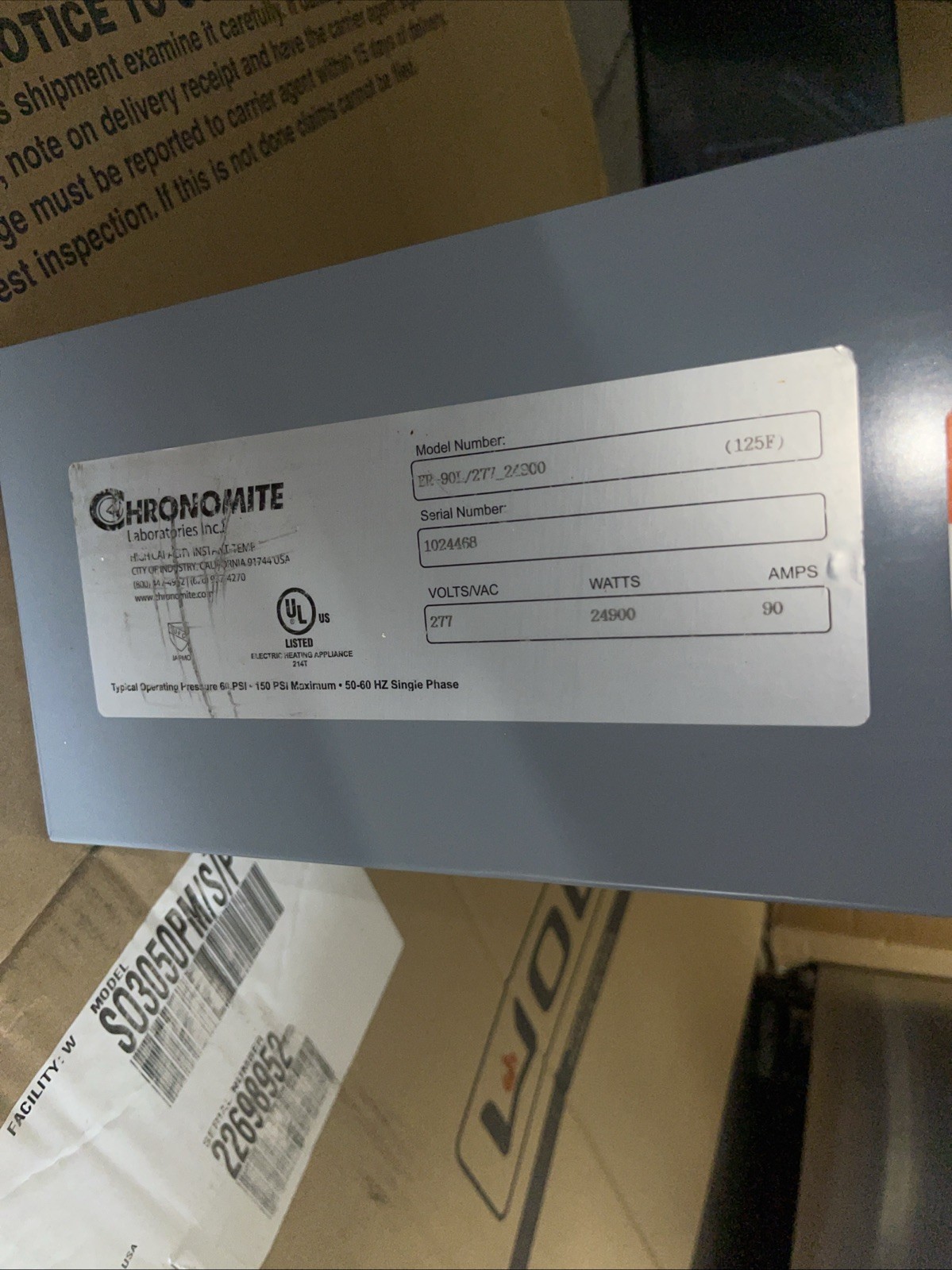 Chronomite Er-90L/277-24900 Both Electric Tankless Water Heater