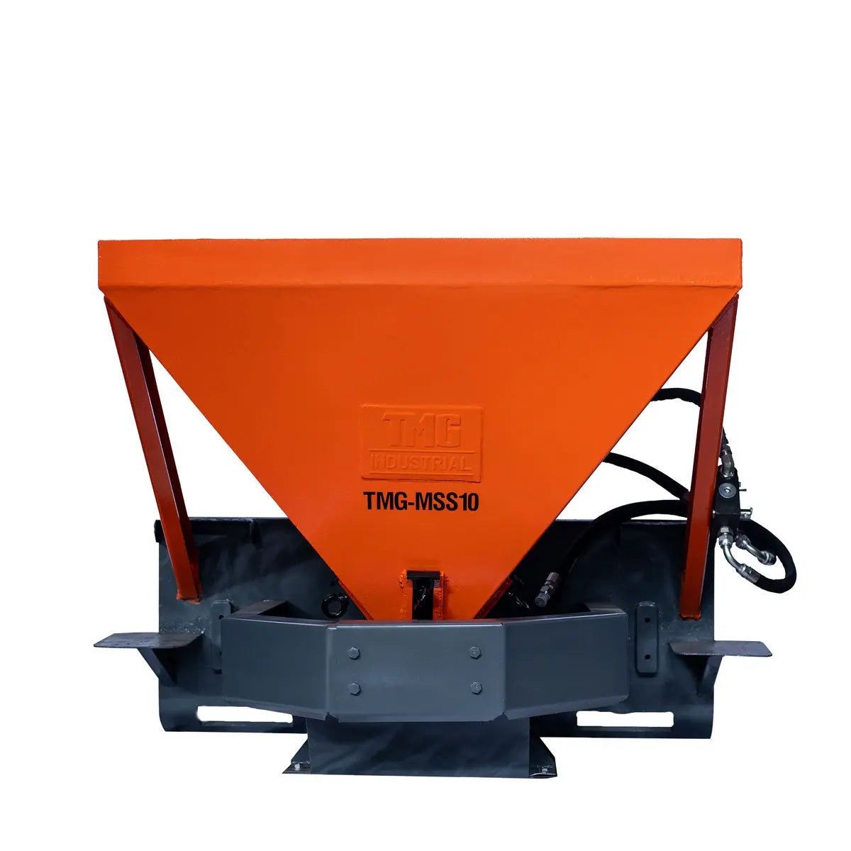 10 Cu-Ft Skid Steer Spreader – Tilt Scoop, 30ft Range, Universal Mount