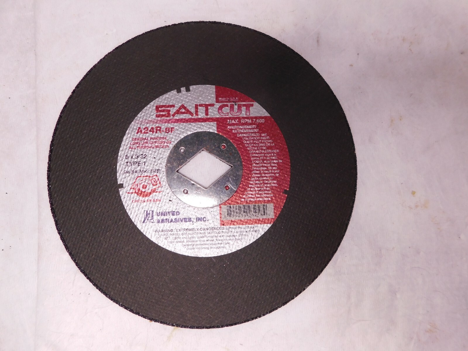 Sait Metal Cut-Off Wheels Type 1 8″ x 3/32″ Box of 19 A24R