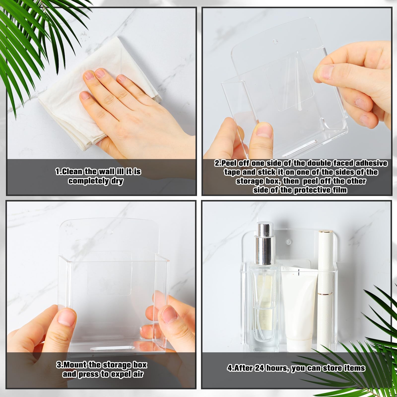 Gandeer 4 Pcs Acrylic Remote Control Holder Adhesive Wall Mount Transparent