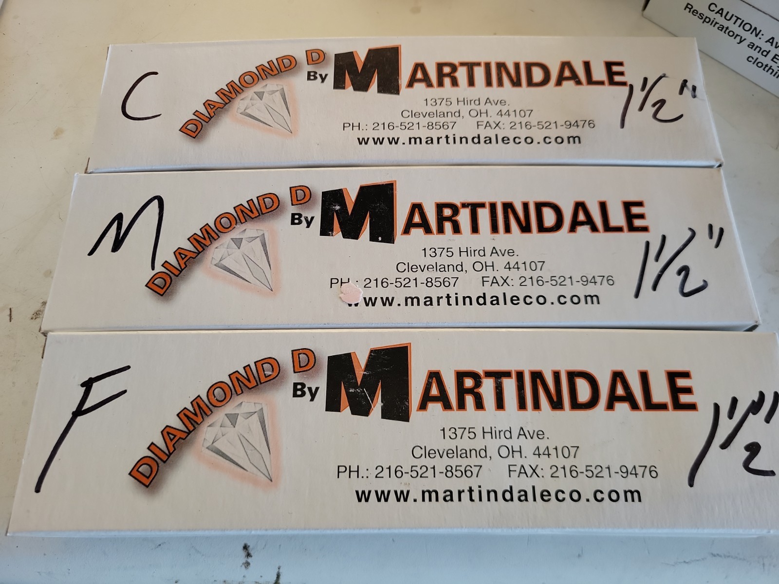 (3) MARTINDALE ELECTRIC COMMXLS847 ABRASIVE STONES 1×1.5×6.5″ Coarse Med Fine