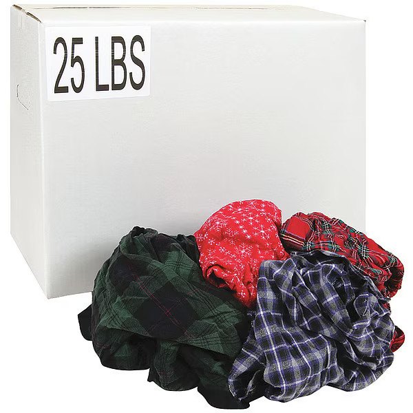 Zoro Select G350025PC Recycled Cotton Flannel Cloth Rag 25 lb. Varies
