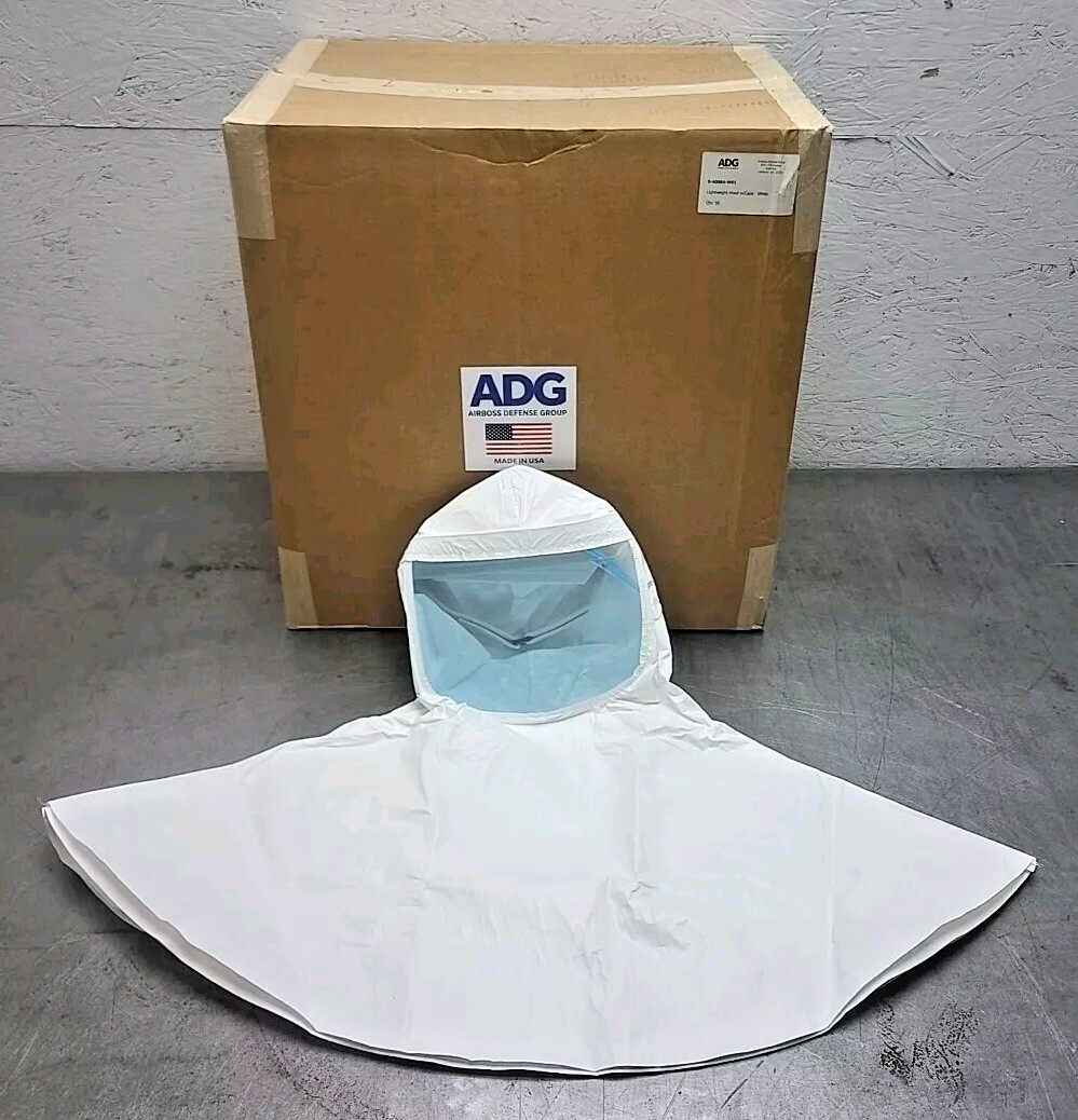 50 Pack Tychem AirBoss S-40084-W01 PAPR Hood W/ Cape FlexAir PAPR System White