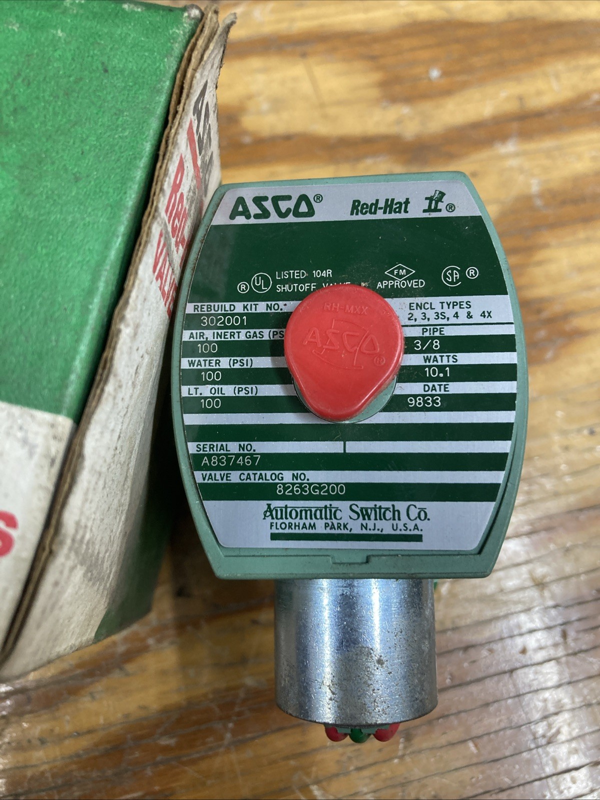 ASCO 8263H200 Solenoid Valve 3/8″ Npt Ports 100PSI