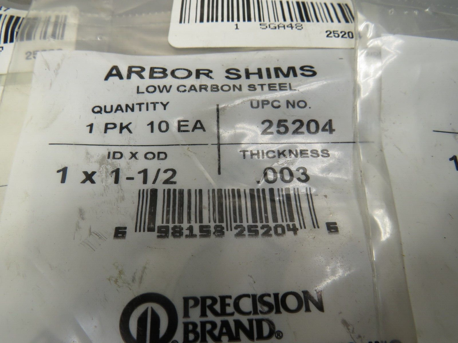 Precision Brand Shims Lot 25201, 25203, 25204, 25211 Lot of 10 Each
