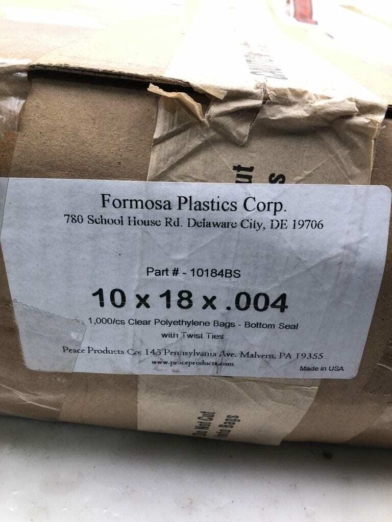Formosa Plastics 10184BS Clear Polyethylene Bags 10″ X 18″ X 0.004″ -NIB of 1000