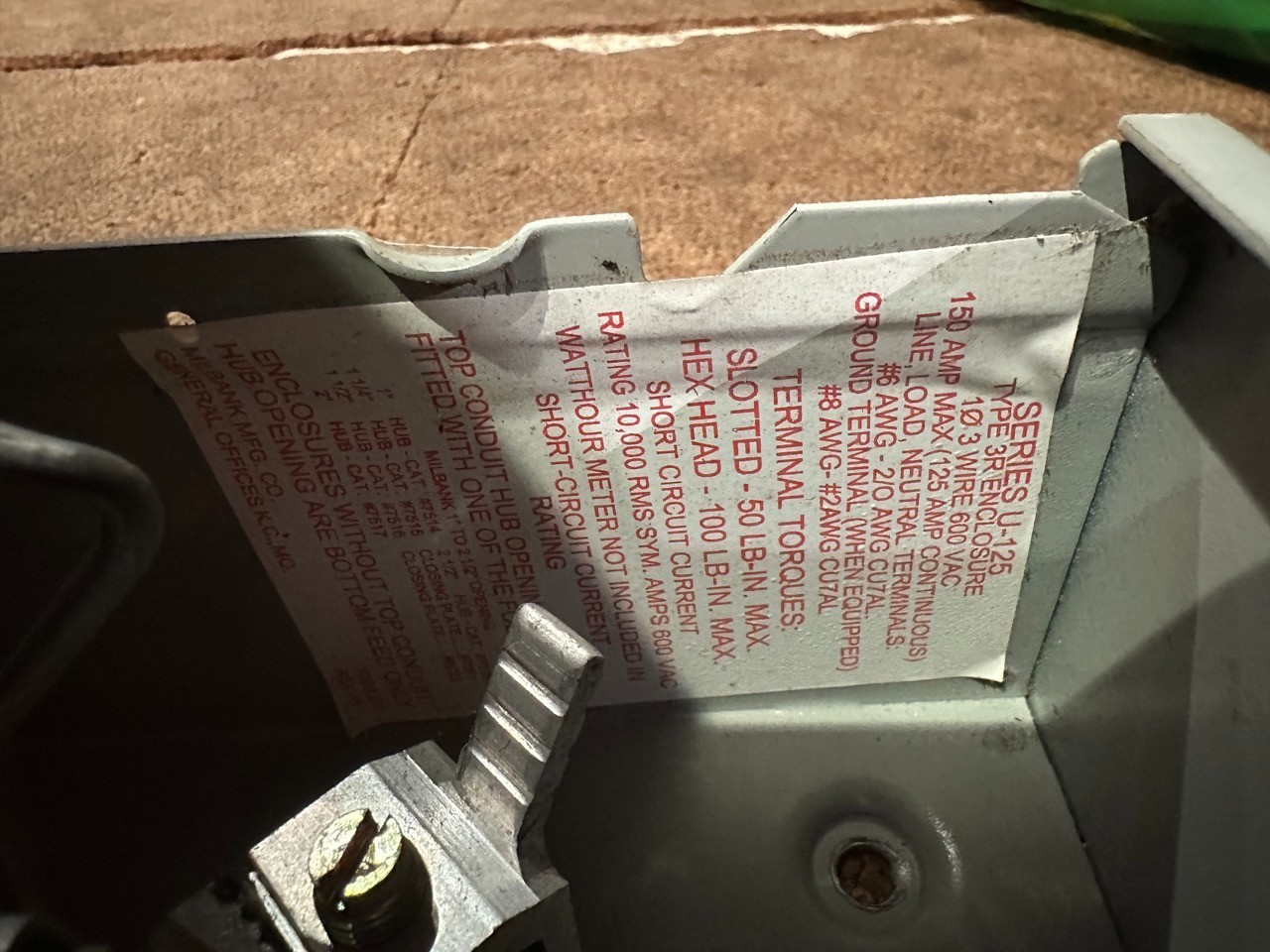 Milbank U-125 Type 3R Electrical Meter Enclosure 125A continuous 150A max