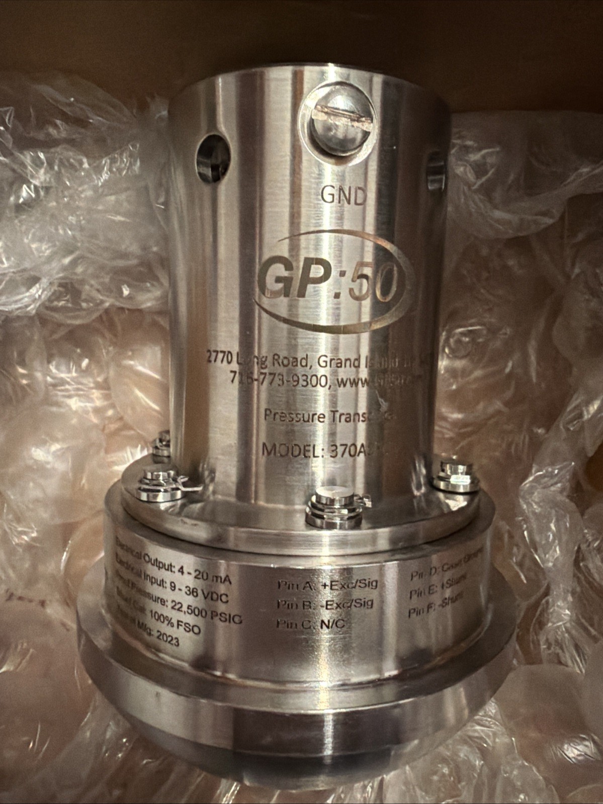 GP:50 WECO Hammer Union Pressure Transducer 370ASBCA 4-20mA 9-36VDC New