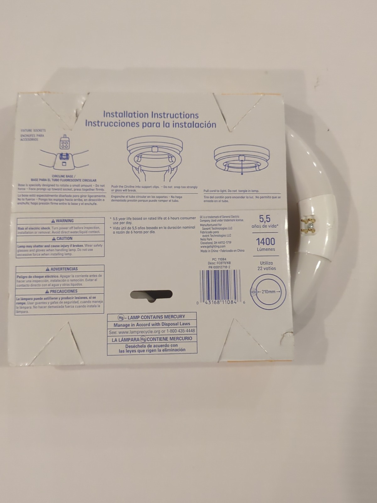GE Lighting FC8T9/KB Circline Fluorescent Lamp 8″ 22W 3000K Warm Natural Light