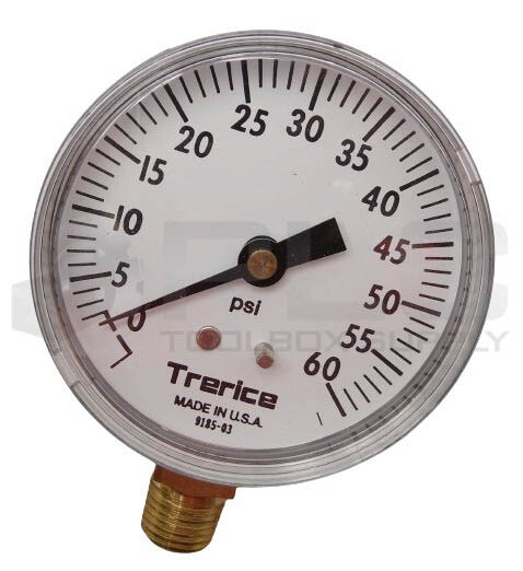 NEW H.O. TRERICE 800B PRESSURE GAUGE 0-60 PSI 2 1/2″ 1/4″ BRASS NPT D06912