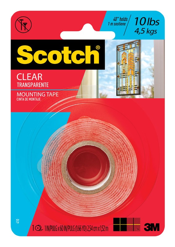 3M Scotch-Mount Double Sided 1 in. W X 60 in. L Mounting Tape Clear (Pack of 18)