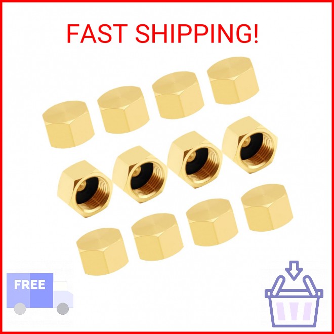 Uenede 12PCS Brass 3/8 Inch Compression Caps, 3/8″ Female Stop Valve Cap Fitting