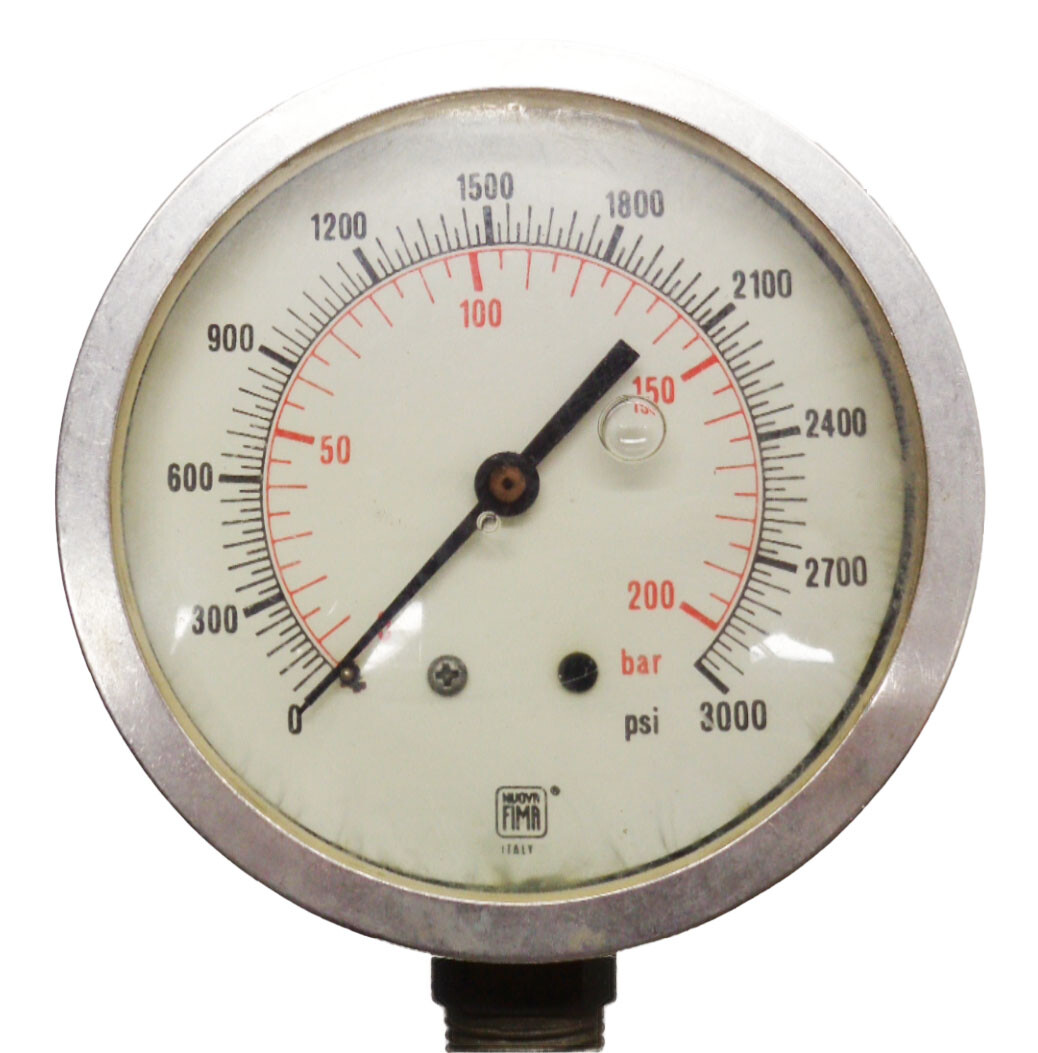 NEW NUOVA FIMA 0-3000PSI PRESSURE GAUGE 4-1/2″ DIA 2″ THICK 3/4″NPT
