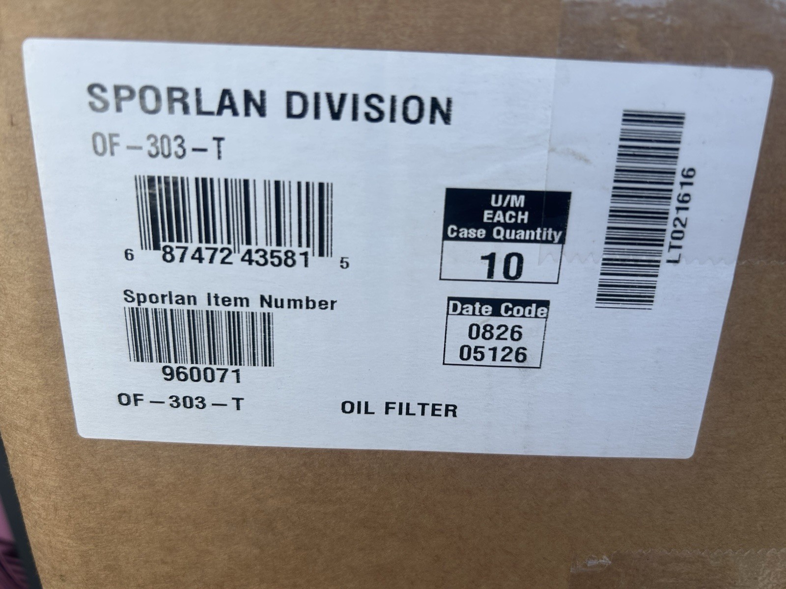NSOP SPORLAN OF Series oil Filter OF-303-T 3/8 SAE FLARE