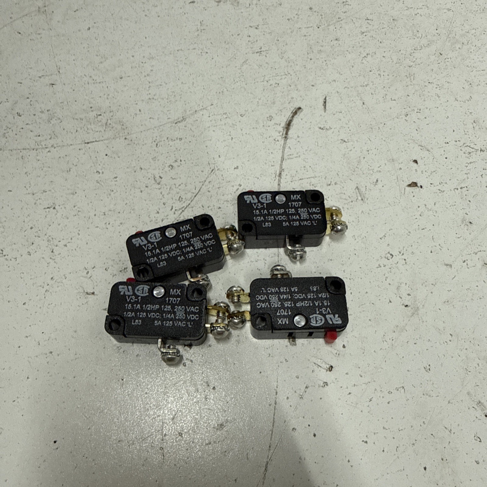 QTY-4) Micro Switch V3-1 Snap Action Pin Plunger **NOS**