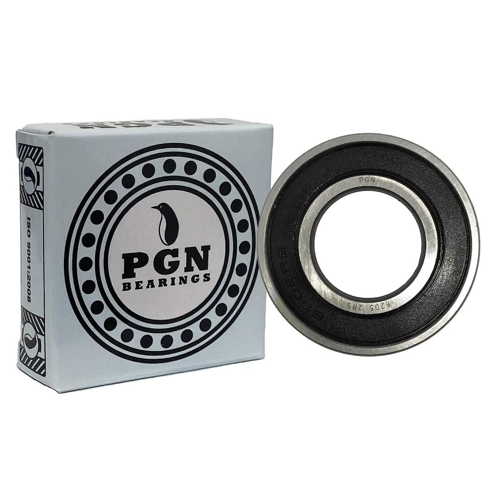 (10 Pack) PGN 6205-2RS Sealed Ball Bearing – C3-25x52x15 – Lubricated – Chrome S