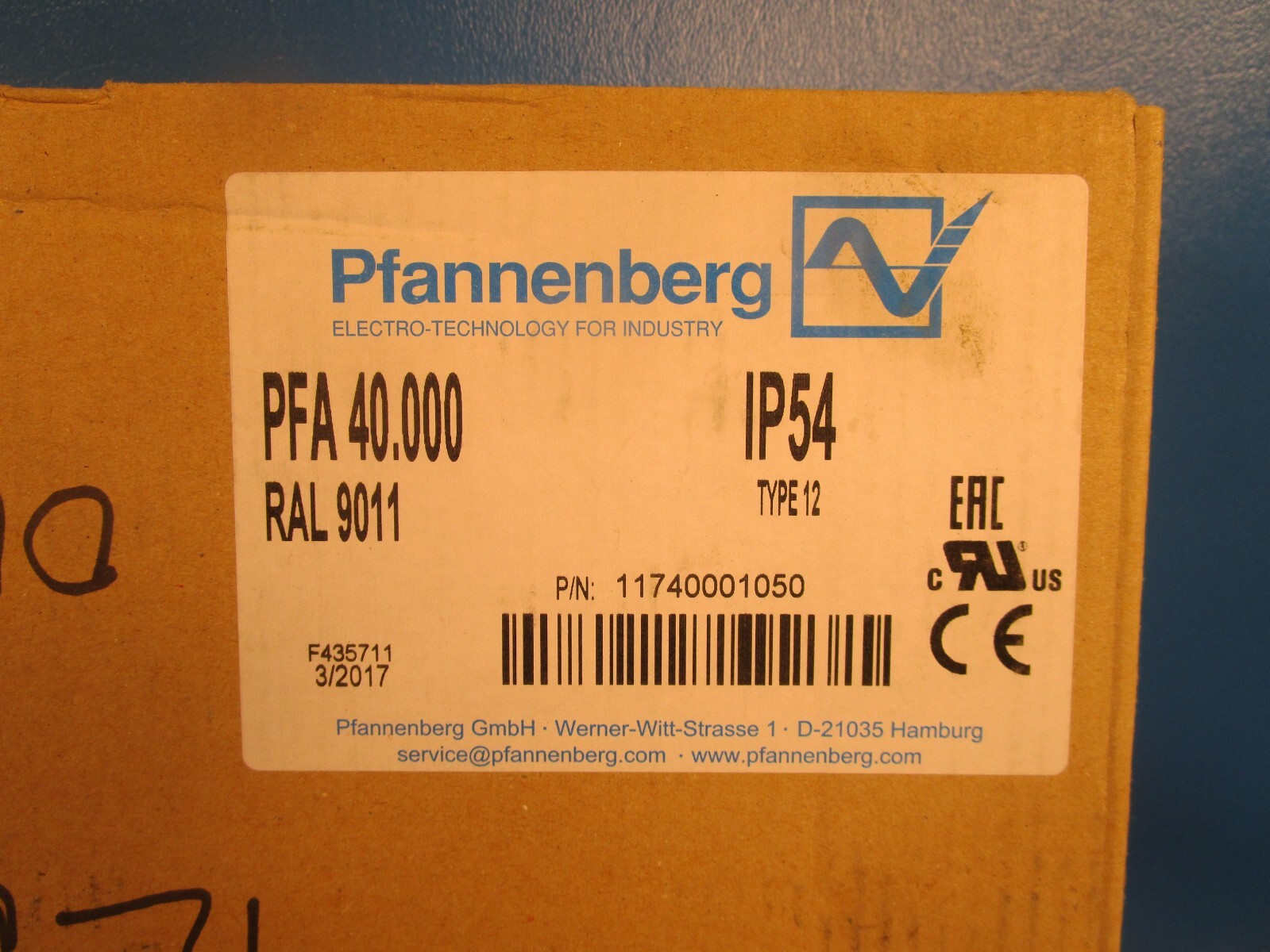 Pfannenberg 11740001050 Exhaust Filter, IP54, RAL 9011 Black
