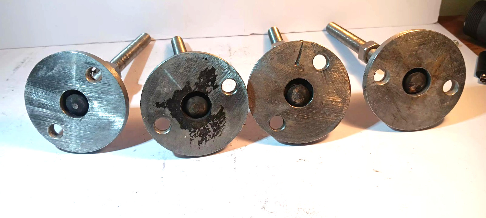 Lot of 4, 3″ Stainless Steel Swivel Leveling Feet w/ 5/8″-11 x 8″ Stems