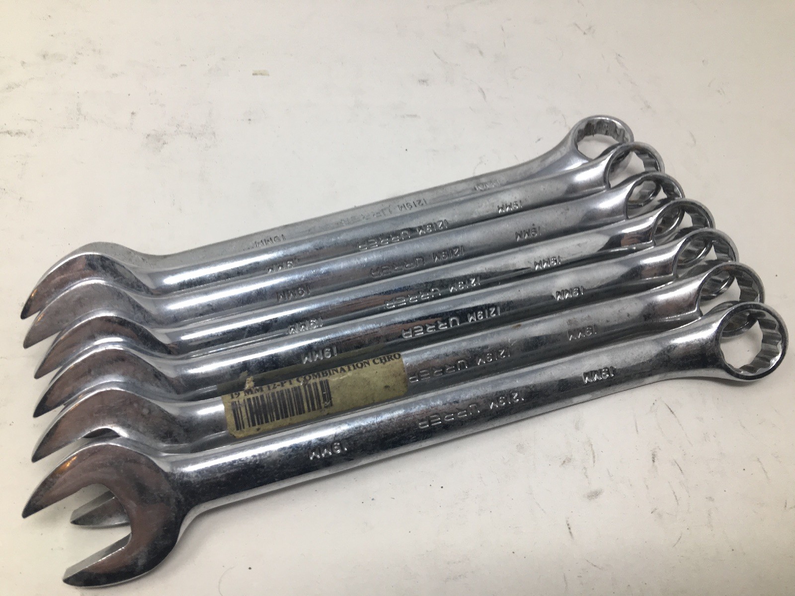 Lot Of 7 Urrea 1219M, 12-point Combination Open/Box End Wrenches, All Are 19mm