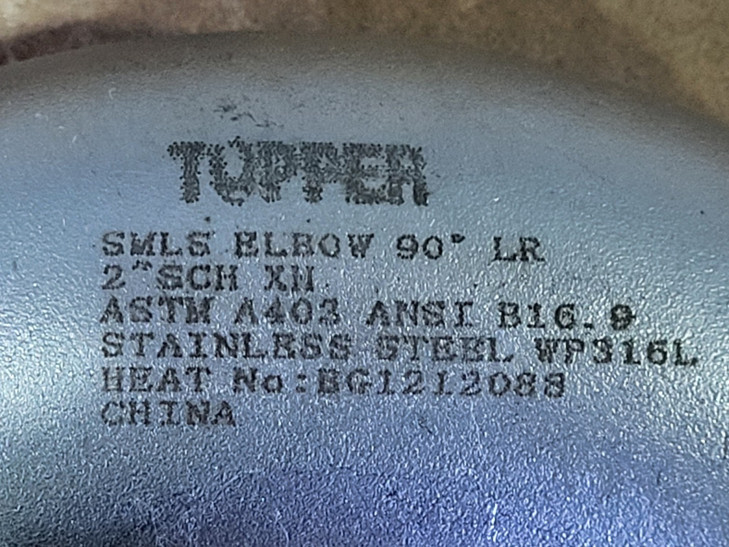 SURPLUS NEW TOPPER 2″ 90 Deg Buttweld Elbow SCH XH WP316L ASTM A403 ANSI B16.9