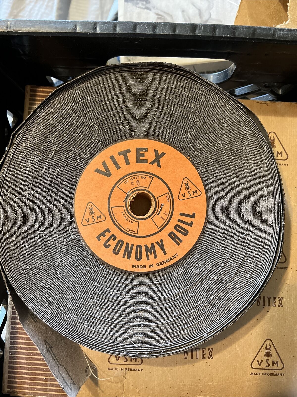 1-1/2″ x 50 Yards 50 Grit Sandpaper Shop Roll Vitex Germany KK114 VSM Abrasives