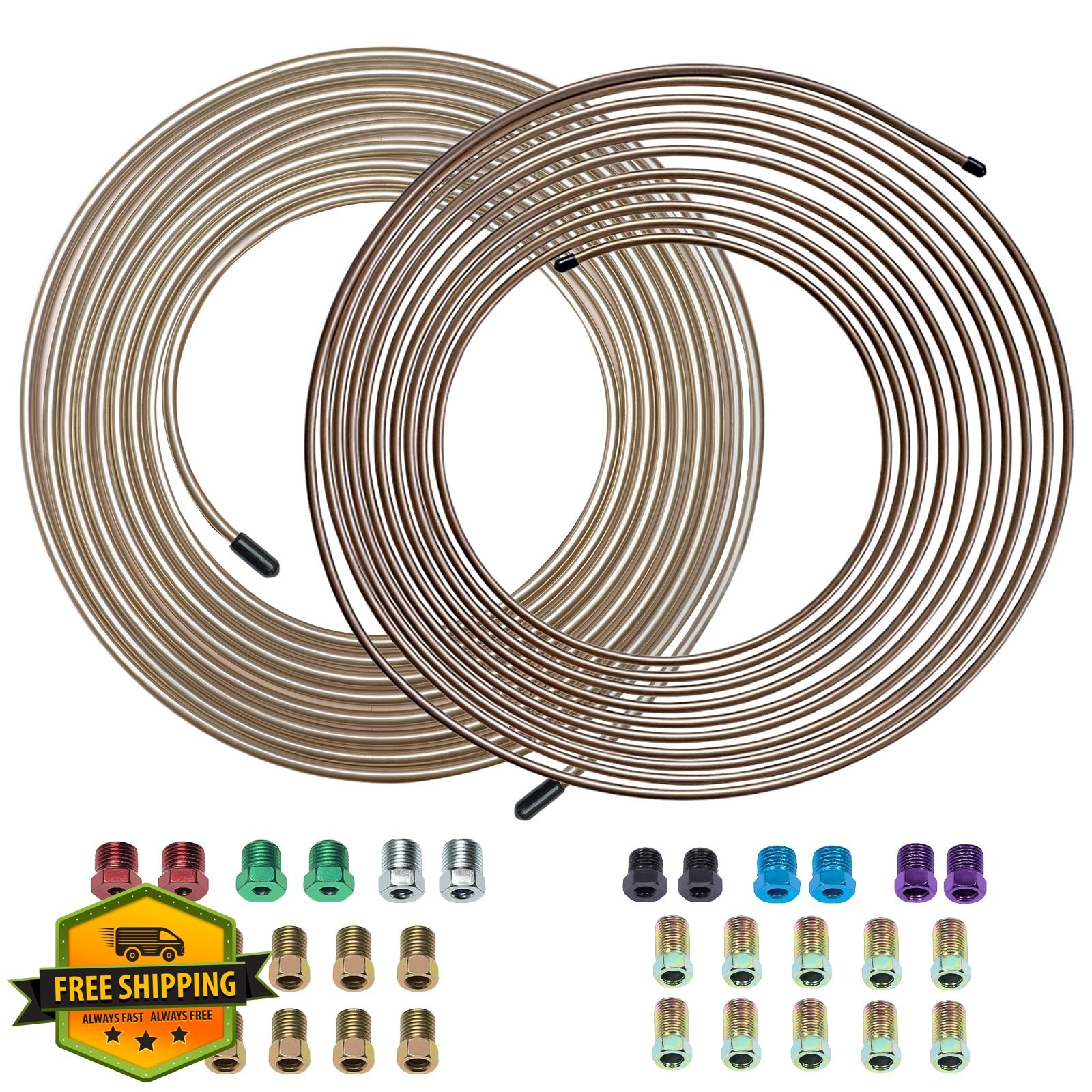 BSTIQUEUS 25ft 3/16 + 1/4 Copper Brake Line Kit