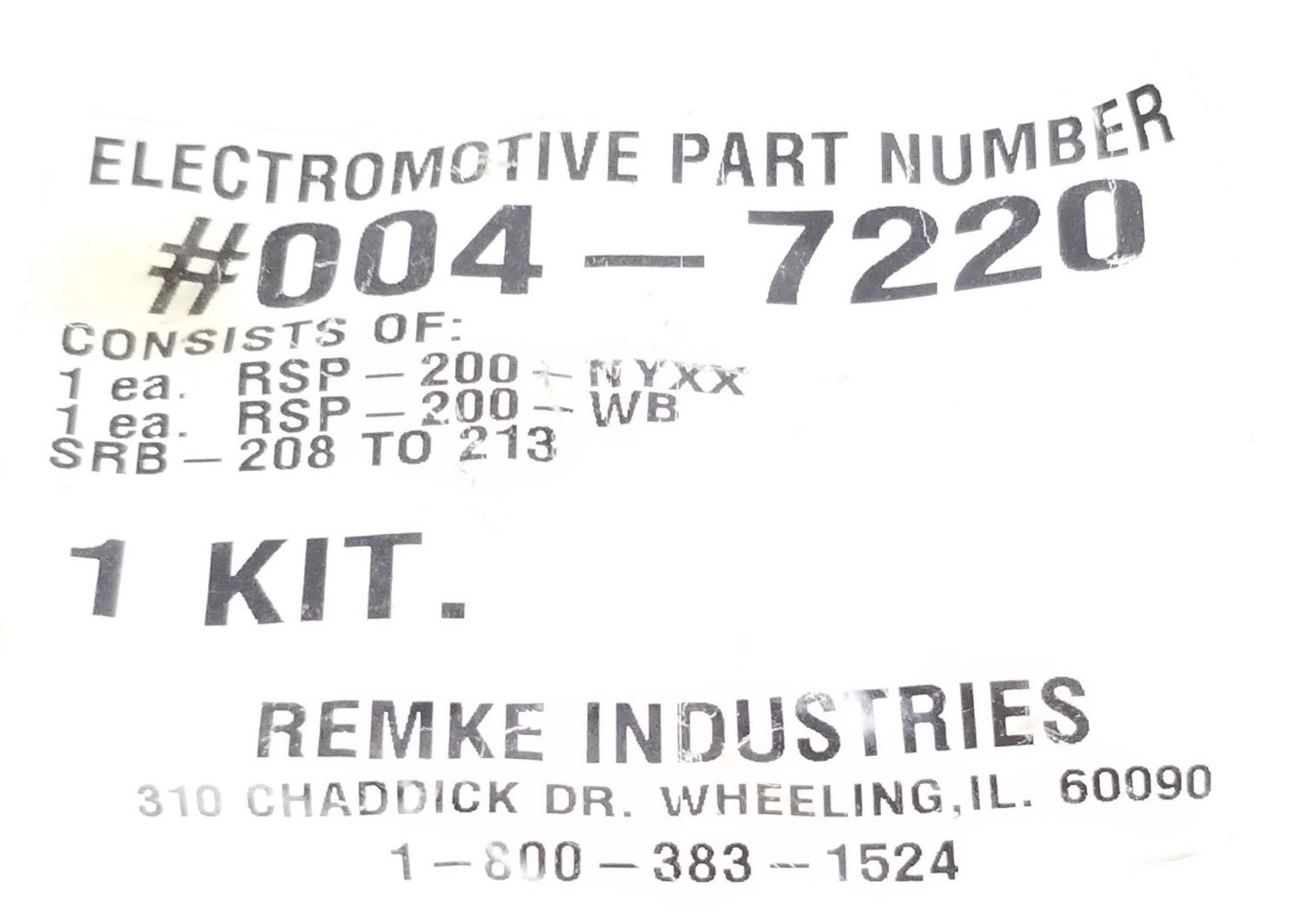 NEW REMKE 004-7220 KIT 0047220 (INCOMPLETE)