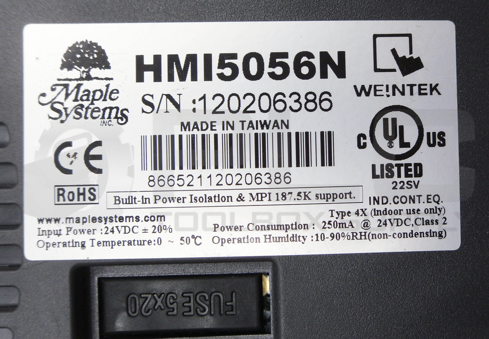 MAPLE SYSTEMS HMI5056N TOUCHSCREEN INTERFACE PANEL 24VDC 5-3/4″ *READ*