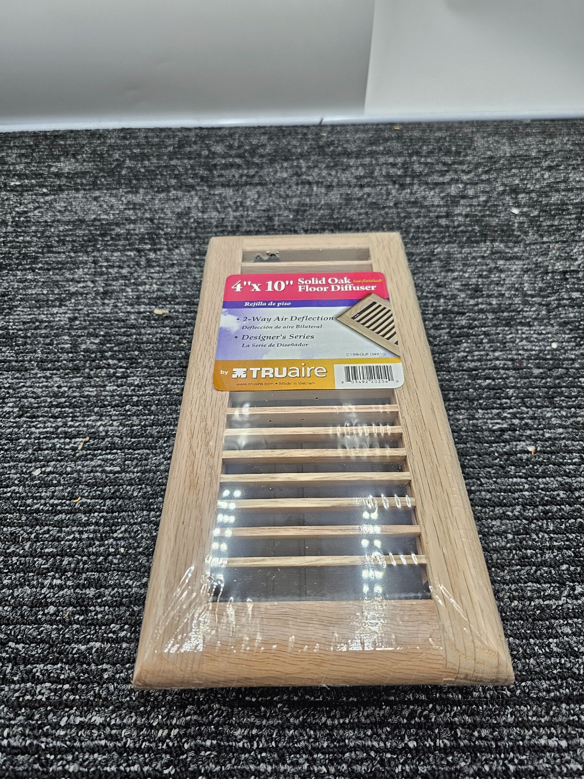 Tru Aire Soild Oak Brown Steel 2-Way Floor Diffuser 4 H x 10 W” C168-OUF 04X10