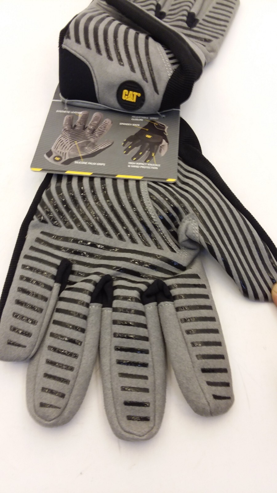 CAT CAT012218X BLACK HIGH IMPACT WORK GLOVES X-LARGE ADJUSTABLE WRIST CLOSURE