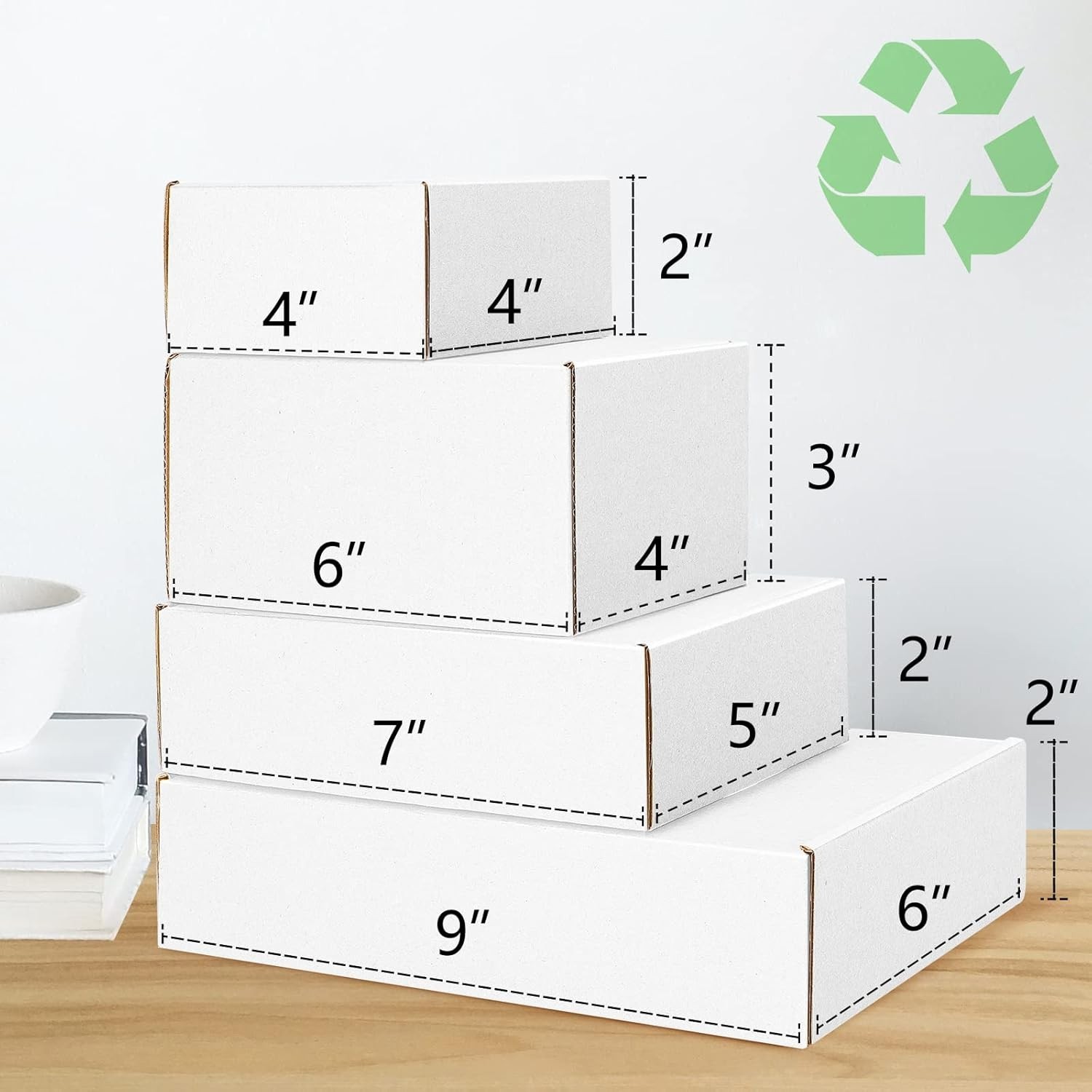 4x4x2″ Corrugated Box Mailers 50 Pack White Cardboard Small Shipping Boxes for M