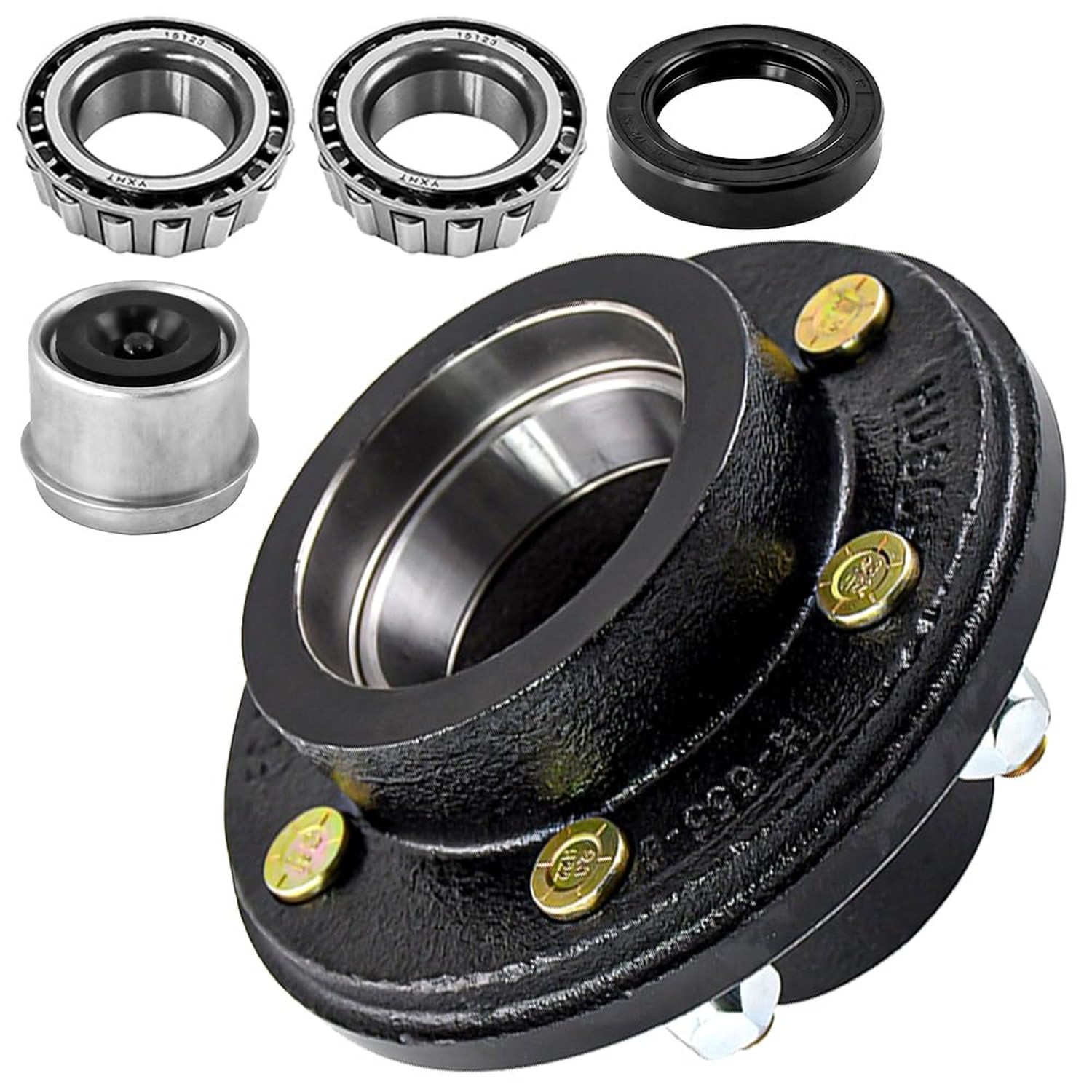 6 on 5.5 Trailer Idler Hub Kits,Trailer Hub for 6000 lbs Axle 25580/15123 Bea…