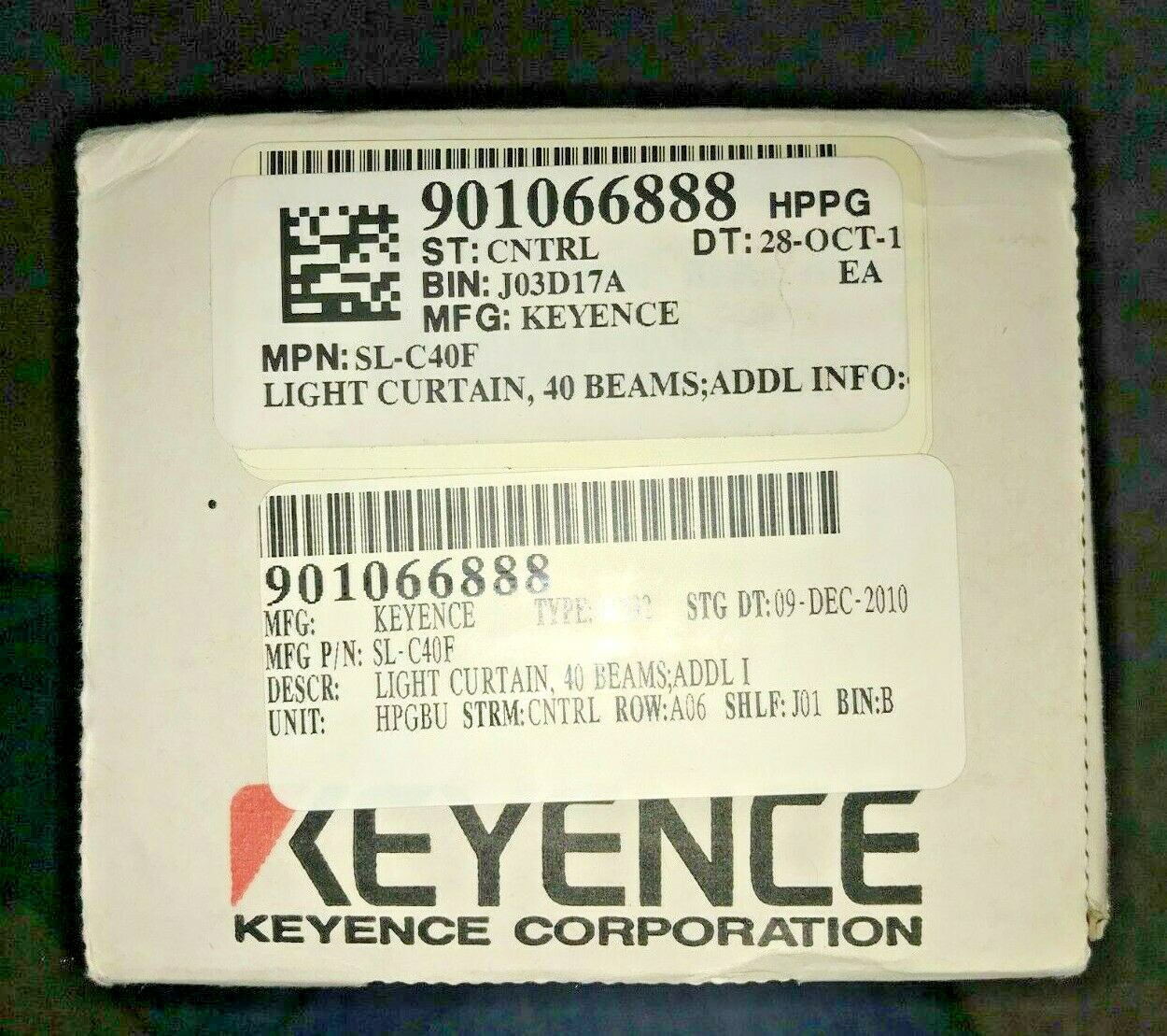 KEYENCE SL-C40F TRANSMITTER & RECEIVER SAFETY LIGHT CURTAIN SET