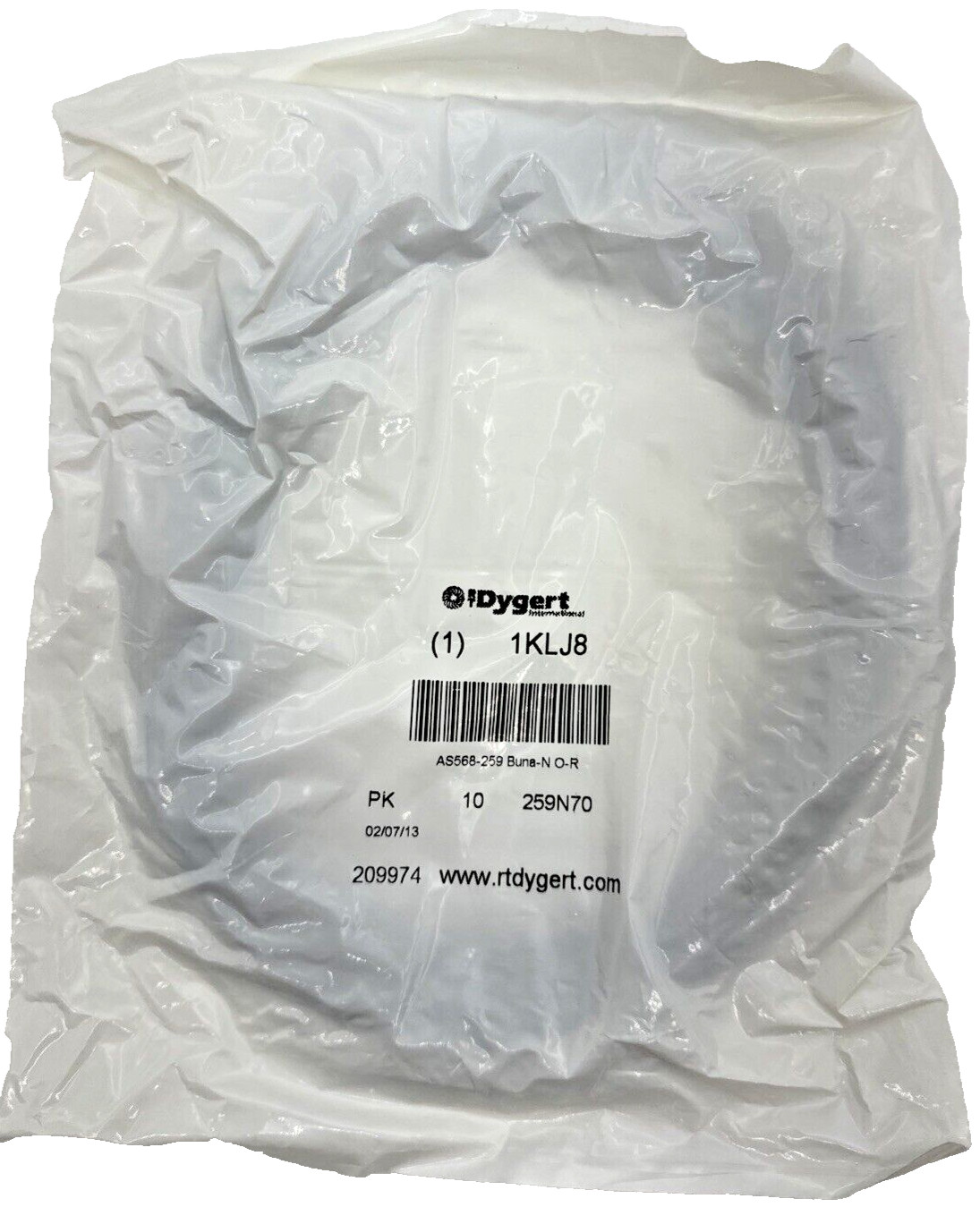 RT Dygert 1KLJ8 6.5″x1/8″ 259N70 6.5″x1/8″ O Rings, 10 pack, new (SS)