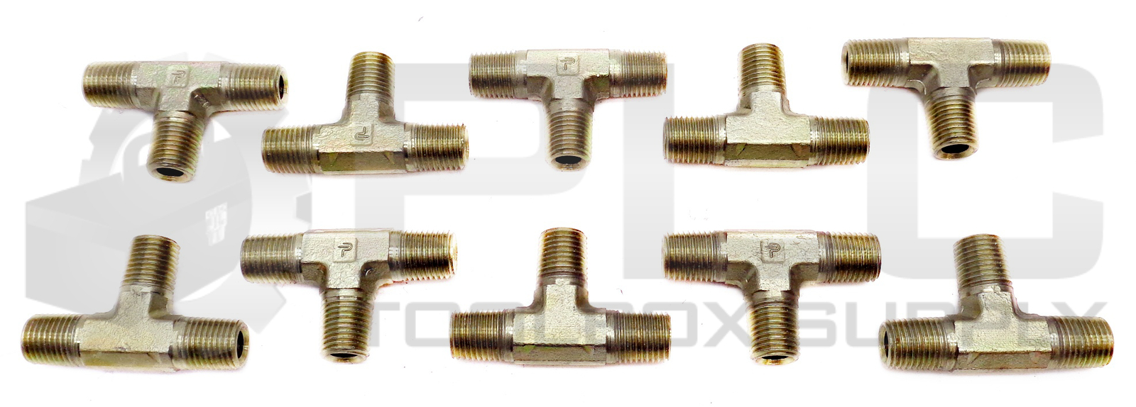 LOT OF 10 NEW PARKER 5/16″ ID 9/16″ OD HYDRAULIC BRASS T-FITTINGS