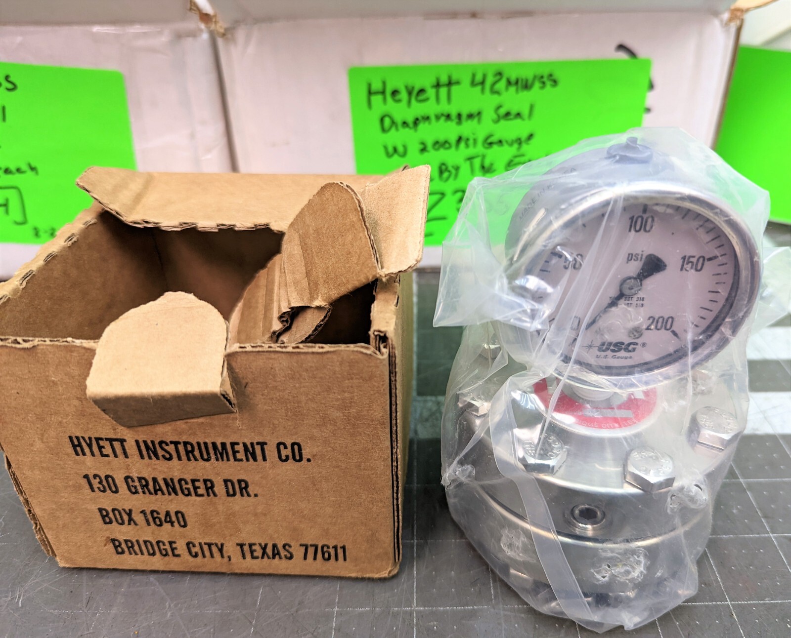 HYETT 42MW SS 2500 PSI Diaphragm Seal ¼” NPT WITH Ametek 200 PSI Gage [Z3S5]